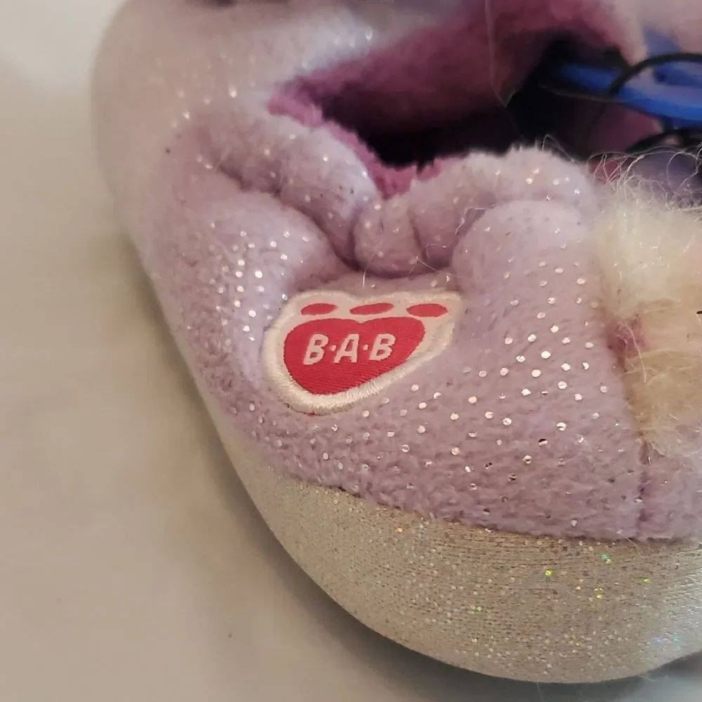 Build-A-Bear Unicorn Slippers Kids Small 11/12 Lavender With Rainbow Hair
